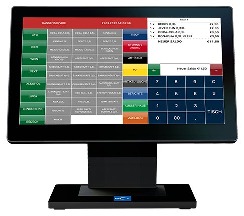 Taxopos Kassensystem mit Touchscreen und Artikelübersicht